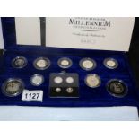 A cased Millennium silver proof coin collection set
