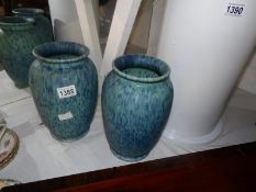 A large pair of Langley art deco blue vases