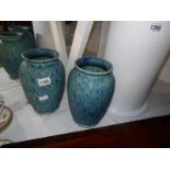 A large pair of Langley art deco blue vases