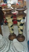 Pair of painted wooden torcheres