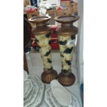 Pair of painted wooden torcheres