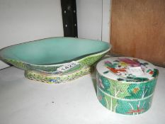 Oriental lidded box and dish