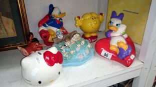 6 cartoon character figural money boxes including Disney