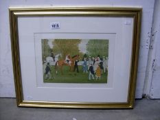 Signed French artists proof lithograph initialled EA for 'Epreuve D'Artiste' of a racecourse