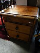 A Victorian mahogany narrow 2 drawer chest