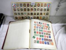 A stamp album containing world stamps