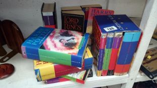 A collection of Harry Potter books,