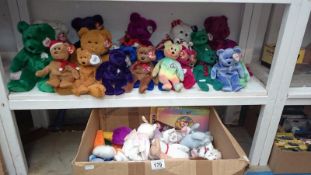 1 shelf and 1 box of Ty Beanie Bears