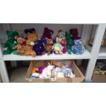 1 shelf and 1 box of Ty Beanie Bears