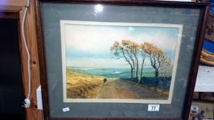 A print of a rural scene with rambler entitled 'Nidderdale & Gouthwaite' after J.