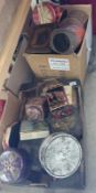 2 boxes of vintage tins