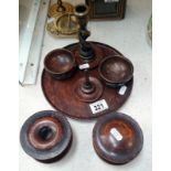 A quantity of wooden items inc. dishes etc.
