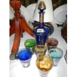 Silver overlaid coloured glass drinks set