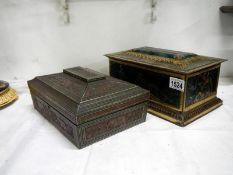A Huntley and Palmer wood effect casket tin and a Colmans tin