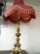 A French gilded wooden table lamp