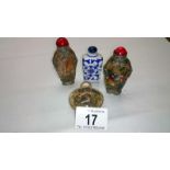 4 scent bottles including 3 with markings