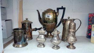 Quantity of silver plate inc. coffee pot, chocolate pot, sugar sifter etc.