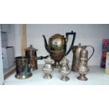 Quantity of silver plate inc. coffee pot, chocolate pot, sugar sifter etc.