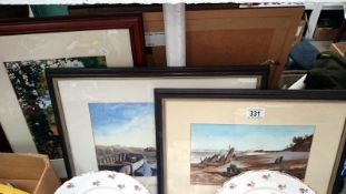 3 framed & glazed watercolours, signed M.