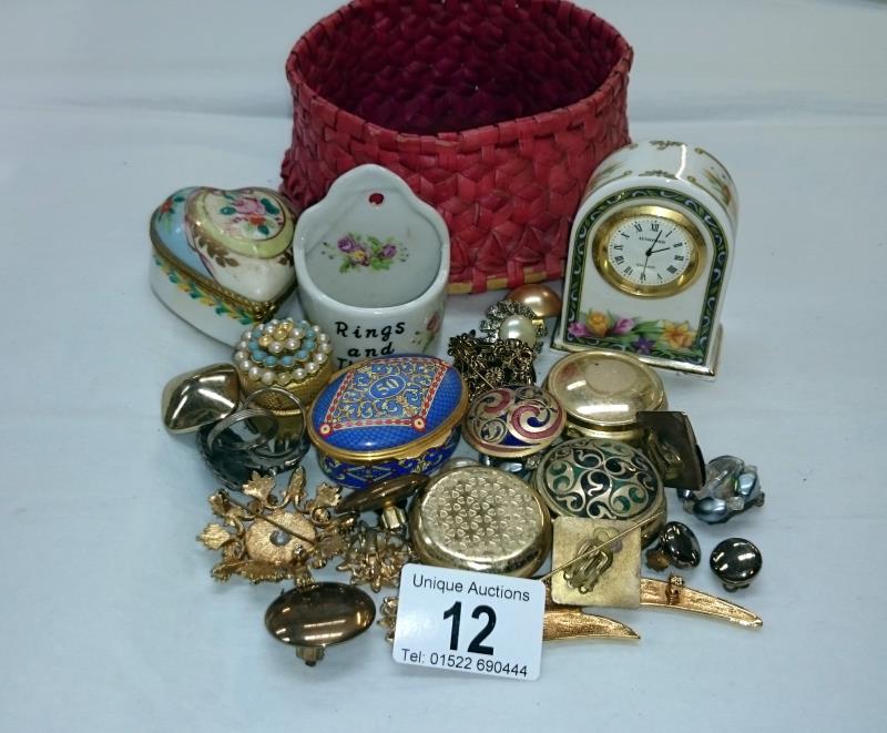 A mixed lot of costume jewellery & trinket pots