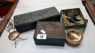 A mixed lot including box with pewter lid,