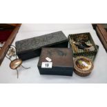 A mixed lot including box with pewter lid,