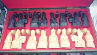 A cased chess set