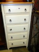 A shabby chic painted oak chest of drawers