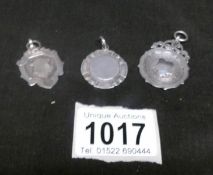 3 silver watch chain fobs