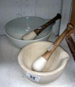 2 chemists pestle & mortars