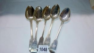 5 HM silver dessert spoons