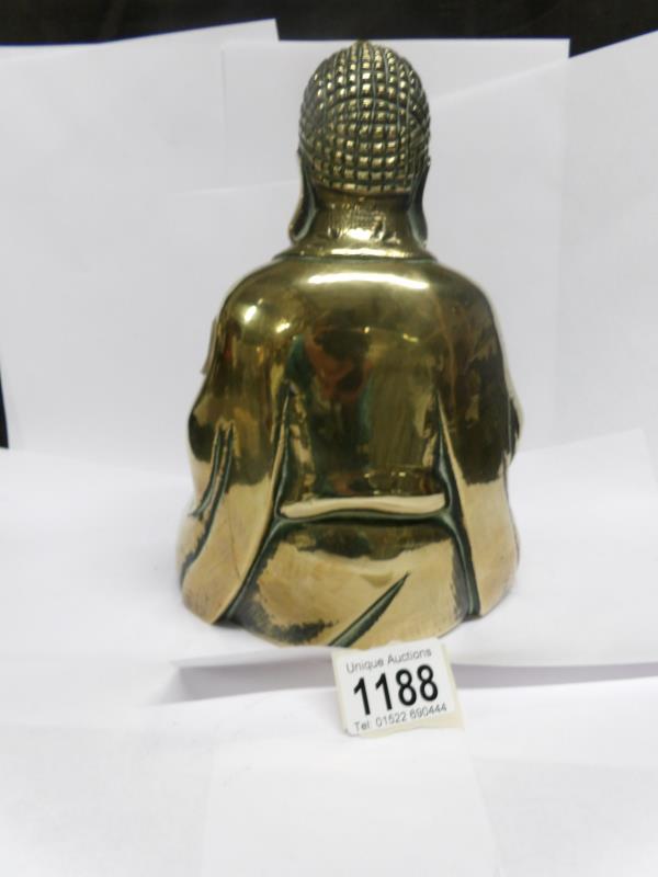 A 19th century brass Buddha - Image 2 of 3