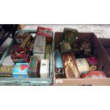 2 boxes of collectable vintage tins
