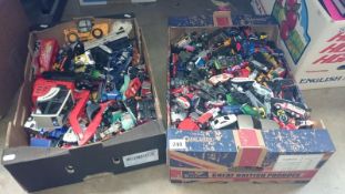 2 boxes of die cast toys inc. Hot Wheels etc.