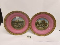 A pair of Prattware plates depicting Shakepeare's birth place and Anne Hathaways cottage