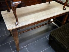 A good solid kitchen table with oak plank top