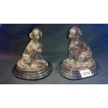 Pair of bronze setter dogs signed Barye