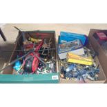 2 boxes of helicopter toys and models