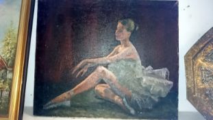 A large oil painting of a ballerina