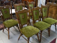 A set of 6 oak 'Heraldick' upholstered dining chairs