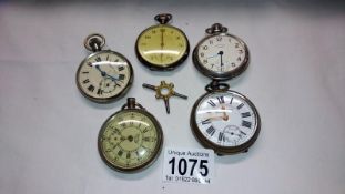 5 pocket watches for spares or repairs