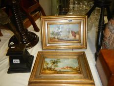 Pair of gilt framed oil on board signed Deyer