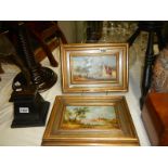 Pair of gilt framed oil on board signed Deyer