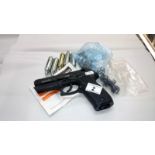 A Gamo PT80 gas compressor pistol & accessories