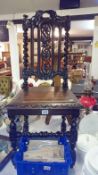 19c carved oak hall chair