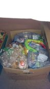 A box containing McDonald's toys & TY Beanie Babies