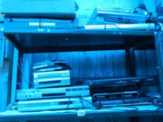 2 shelves of DVD players