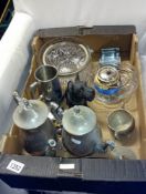 A box of silver plate etc.