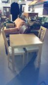 A pine table & 2 chairs