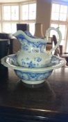 An old Victorian blue & white jug & bowl A/F